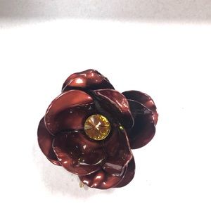 Vintage Flower Brooch Topaz Stone